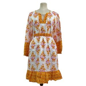 J.Crew Floral orange and pink dress M